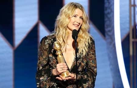 The dainty suited in Saint Laurent walked up the stage to receive her golden award for the movie Marriage story, as the best performer in a supporting role in a motion picture. Laura Den portrayed the character of the lead actress, Scarlett Johansson’s lawyer.